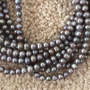 Dove grey rainbow Freshwater Pearls Opera Length